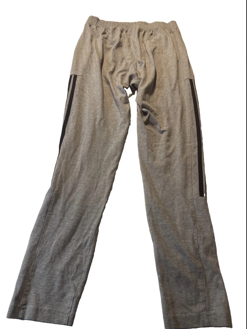 adidas Men's Gray Fleece Jogger Pants 3-Stripes Logo Elastic Waist Pockets M